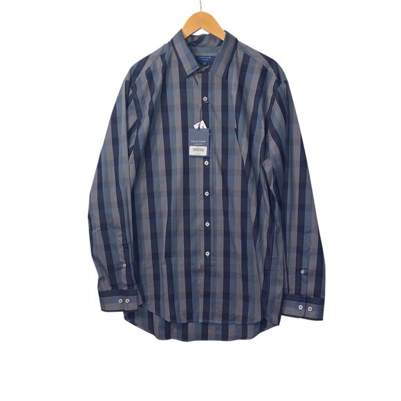 Cole Haan Mens Black Striped Long Sleeve Collared Button Up Dress Shirt Sz XL - Picture 2 of 10